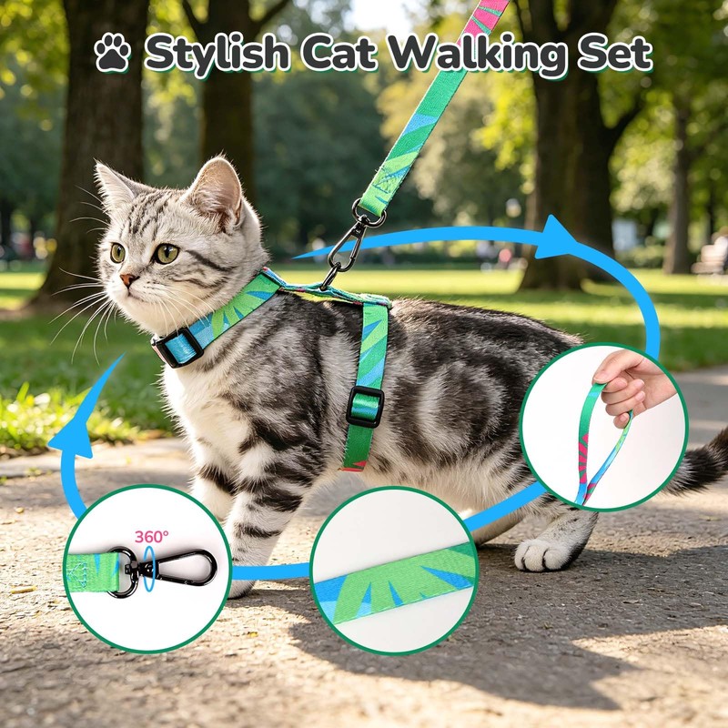 YooxArmor Adjustable Cat Harness and Leash Set, Escape Proof Kitten