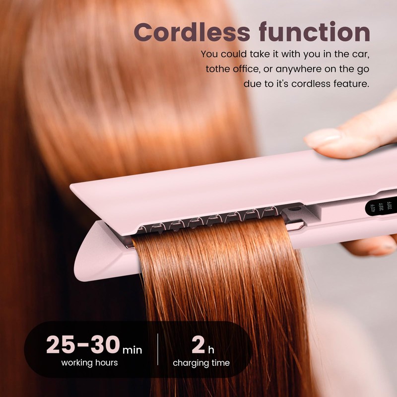 Travel Flat Iron Cordless, Mini Hair Straightener and Curler for