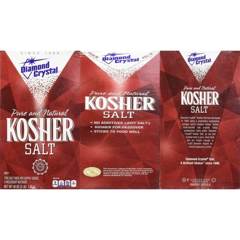 Diamond Crystal Pure and Natural Kosher Salt, 48 oz (Pack