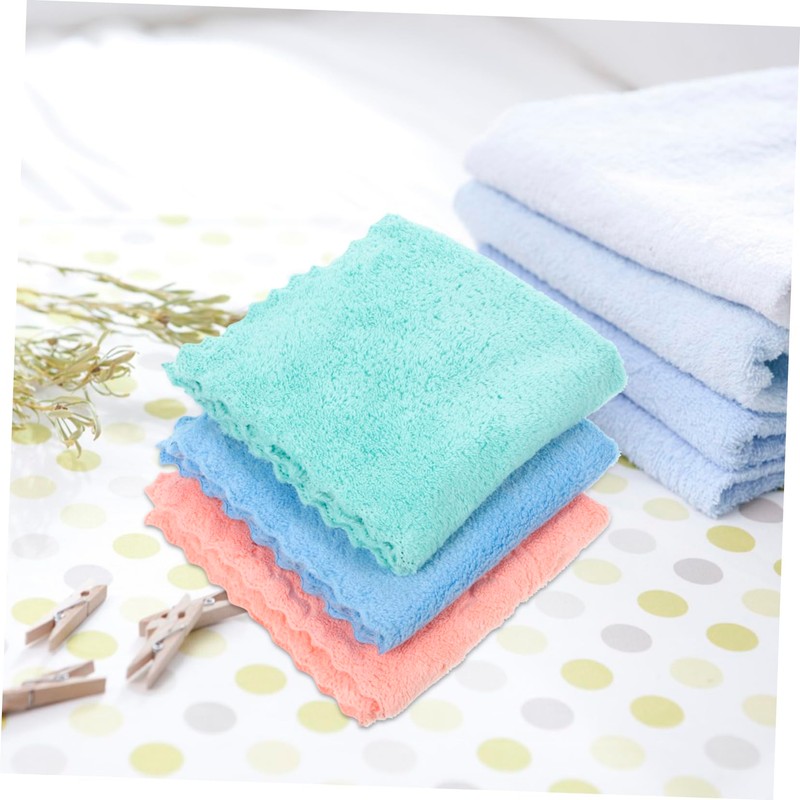 Housoutil 10pcs Microfiber Makeup Remover Cloths Soft Coral Fleece Facial