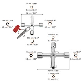 PATIKIL Multi-Functional Universal Cross Key Kit, 4 Pack Zinc Alloy 4 Way Plumber Keys for Electric Control Water Gas Meter Box Cupboard Cabinet, Silver