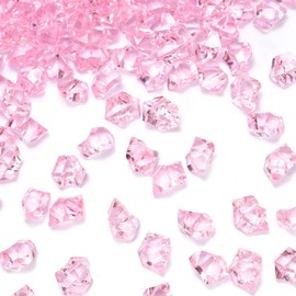 DOMESTAR Pink Fake Ice, 150PCS Acrylic Fake Diamonds, Plastic Crystals Gems, Vase Fillers DIY Craft Makeup Brush Rocks Wedding Party Table Centerpieces Scatter Valentines Day Decorations