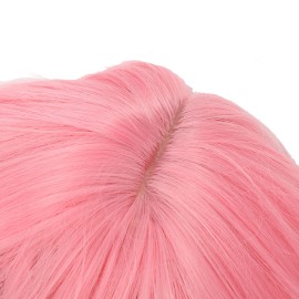 Unbranded Short Pink Bob Wig Headgear Fluffy Short Straight Bob Wig With Bangs For IBXH