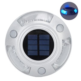 Solar Deck Lights Driveway Dock Lights 12 Led IP68 Waterproof Outdoor Warning Step Lights for Driveway Sidewalk Garden Pathway Yard Silver Blue  Glow