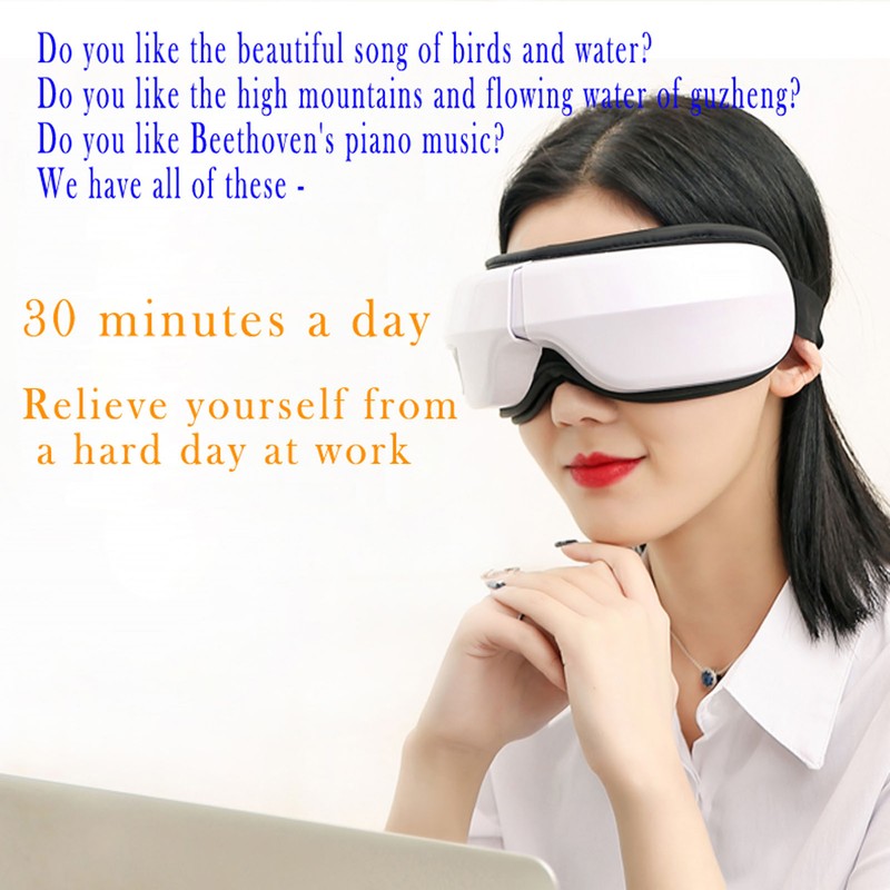 Eye Massager Rechargeable 38‑48℃ with Heat Bluetooth Music Eye Care