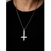 HAQUIL Inverted Cross Necklace for Men, Silver Plated Stainless Steel