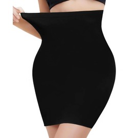 COMFREE Bodice Skirt Women's Underskirt High Waist Bodice Skirts Bodice Dress Figure Shaping Underskirt Half Skirt Belly Way Half Full Slip, 1# Skirts-Black