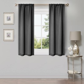 Superior Blackout Curtains, Room Darkening, Bedroom, Living Window Accents, Sun Blocking, Thermal, Classic Modern, Solid Collection, Set of 2 Panels, Rod Pocket, 26" x 63", Grey