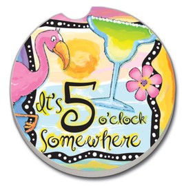 It's Five O'Clock Somewhere Stone Auto Car Coaster (1)