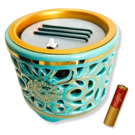 Safe Electronic Incense Sticks Without Flame, Buddhist Utensils, LED Electric Incense, Sun Yuragi, Sleeping Incense Sticks Type, Openwork Incense Burner, 3.0 inches (3.0 cm) (For Eastern Use)
