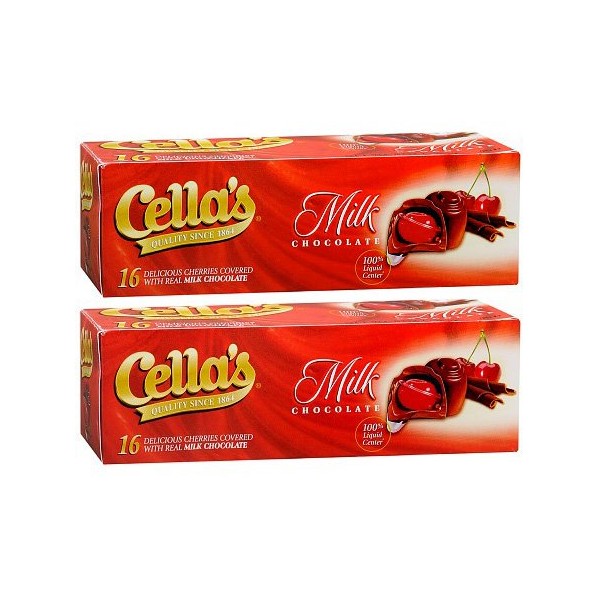 Cella's Milk Chocolate Covered Cherries, (2) 8 Ounce Boxes (Total 1 Pound)