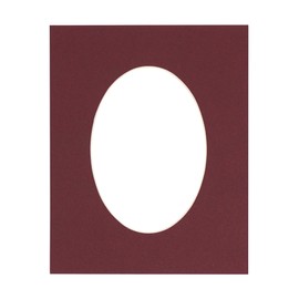 CountryArtHouse Maroon Acid Free 8x10 Oval Picture Frame Mat with White Core Bevel Cut for 5x7 Pictures - Fits 8x10 Frame - Pack of 1 Matboard Show Kit with Acid Free Backing & Clear Bag