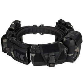 BOMTURN Battle Belt Tactical Belt with Accessories: Duty Belts Law Enforcement Combat Airsoft Police Belt with Pouches 7pcs