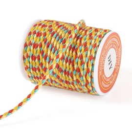 Elecrelive 4.3Yards Cotton Macrame Rope 1.5mm Braided Twisted Cord 3 Colors 4-Ply Twine String Polyester Knitting Cord for Bracelets Gift Wrapping Wall Hanging Plant Hanger