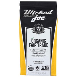 Wicked Joe Organic Coffee Breakfast Blend Whole Bean, 12 Ounce