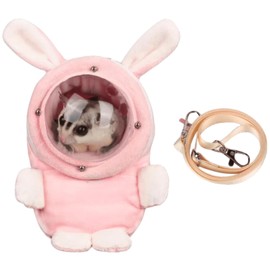 Sugar Glider Bonding Pouch Bonding Pouch Carry for Rat Syrian Hamster Hedgehog Small Pocket Pets, Gerbil Travel Bag Cute Bunny-Shaped Outing Bag with Large Transparent Window (Pink,Small)