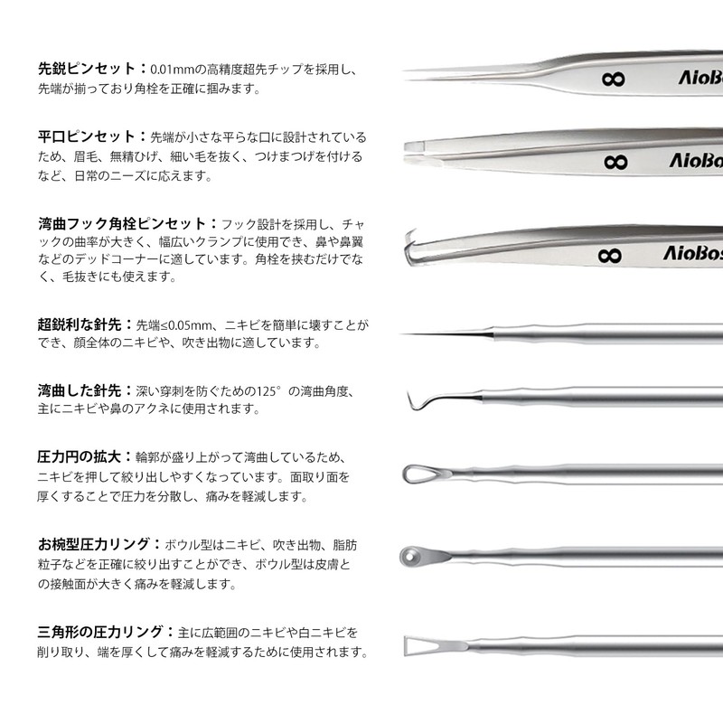 AioBos Square Bottle Remover Tweezers, Tip 0.0004 inch (0.01 mm),
