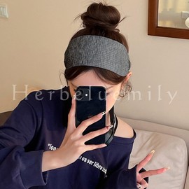 Herbeluemily Headband Hair Clip, Wide Sweatshirt, Hair Turban Style, Face Washing, Ribbing, Stylish, Light Gray