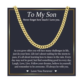EPIRORA Gold Chain Necklace Gifts for Son, Happy Birthday Son Gifts for Boys丨Mens Cuban Chain Jewellery Christmas Presents for Son