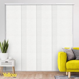 Adjustable Panel Track Blinds for Sliding Glass Door, 46"-86" W x 0-96" H, Trimmable Vertical Blinds for Patio Doors, Open Spaces and Room Dividers, Light Filtering, Wilshire White, by YELLOW BLINDS