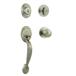 Kwikset 96870-090 Dakota Single Cylinder Handleset w/Polo Knob featuring SmartKey in Satin Nickel