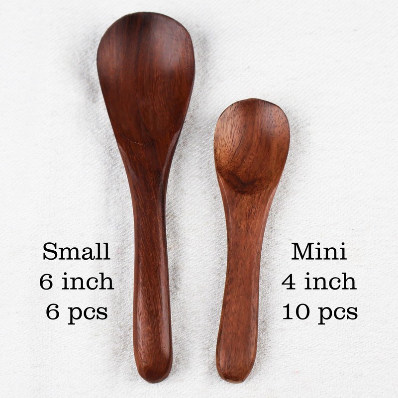 Uvz Crafts Mini Wooden Spoons for Spice Jars, Salt, Sugar,
