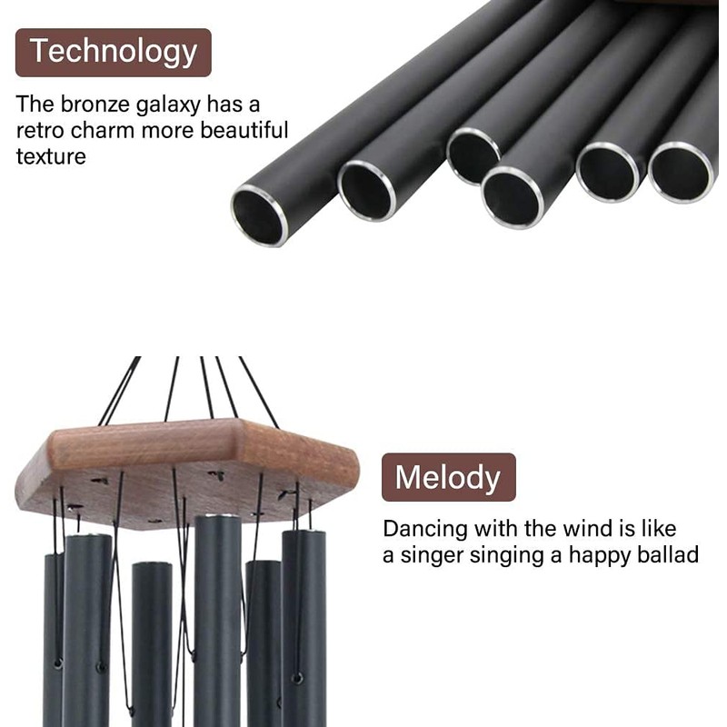 Wind Chimes for Outside, 30" Black Aluminium Wind Chime with