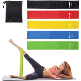 App Life Fitness Bands Set of 5 Natural Latex Elastic Resistance Bands with Italian Training Guide and Carry Bag for Crossfit, Yoga, Pilates