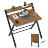 GreenForest No Assembly Folding Desk, 2-Tier Compact Computer Desk with