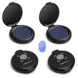 Marte Vanci Fingerprint Ink Pad, Thumbprint Ink Pads Finger Print Stamp Kit for Notary Supplies Identification Security ID Fingerprint Cards Law Enforcement Portable Blue 4 Pcs