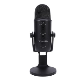 Generic USB Gaming PC Microphone, Computer Condenser Microphone with Mute Function, Colorful Lighting Streaming Mic Desktop RGB for Podcast Recording (Black)