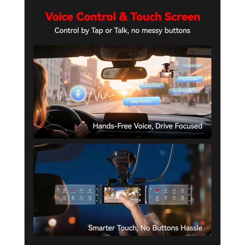 REDTIGER F7NT 128G Dash Camera 4K Front and Rear,Touch Screen