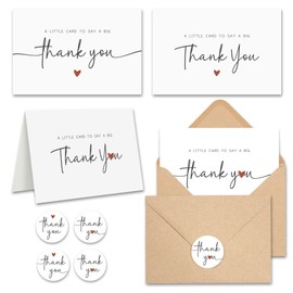 20 Thank You Cards with Envelopes & Stickers (4 Design), Minimalist 4x6 Thank You Notes for Weddings, Baby Showers, Graduation & More, Handwritten Cards Last Longer Than Any Text (Horizontal)
