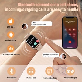 Women's Smartwatch 1.83 Inch Touchscreen Fitness Watch with Phone Function Smart Watch Fitness SpO2 Blood Pressure Monitor Sleep Monitor Heart Rate Monitor Pedometer 120+ Sports Modes for Android iOS