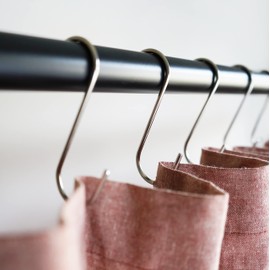 Minimalistic shower curtain hooks, stainless steel, brass, black meatal, S Hook, Curtain Rings, Jean Hook, purse, bag, closest hanger - 12pk (Steel, S-Hook)