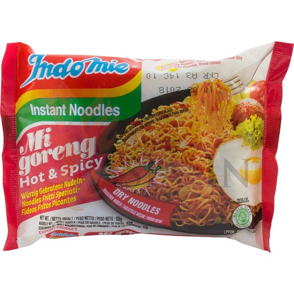 Indomie - Instant Noodles, Stir Fry Ramen, Halal Certified, Hot & Spicy Flavor, (Pack of 30)