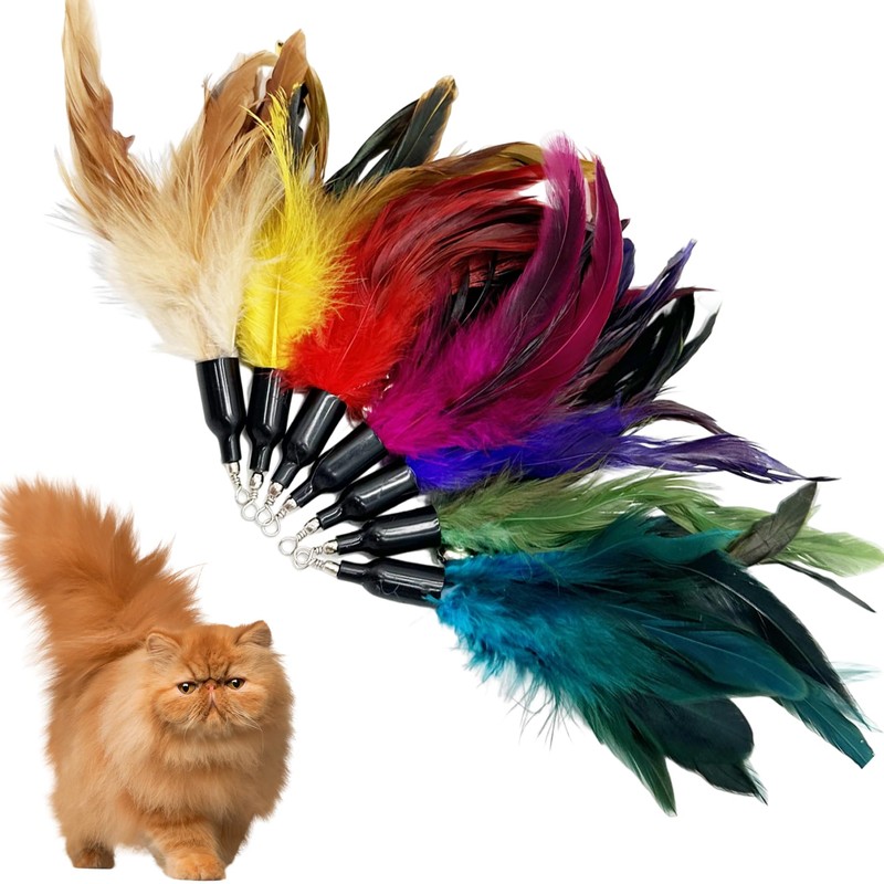CATENEED Cat Feather Toys Refill Cat Wand Replacement Feathers, 16