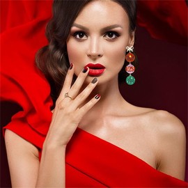 Christmas Earrings for Women Cute Sweet Reindeer Jingle Bell Bow Candy Cane Earrings Colourful Snowflake Christmas Tree Earrings Christmas Holiday Jewelry (Bow Ho)