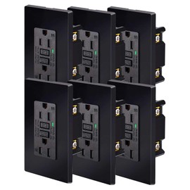 Black GFCI Outlet 15Amp 6PK,Nineleaf Gfi Electrical Outlet 15 Amp Black,Black Outlets Receptacles with LED Indicator,Black Weatherproof GFCI,Weather Resistant 120V,Wall Plates and Screws Included,ETL