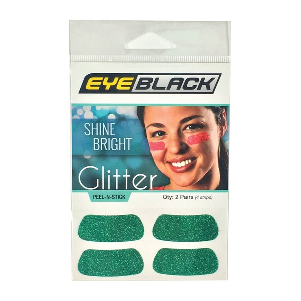 EyeBlack Green Softball Glitter Eye Black Strips, 2 Pair