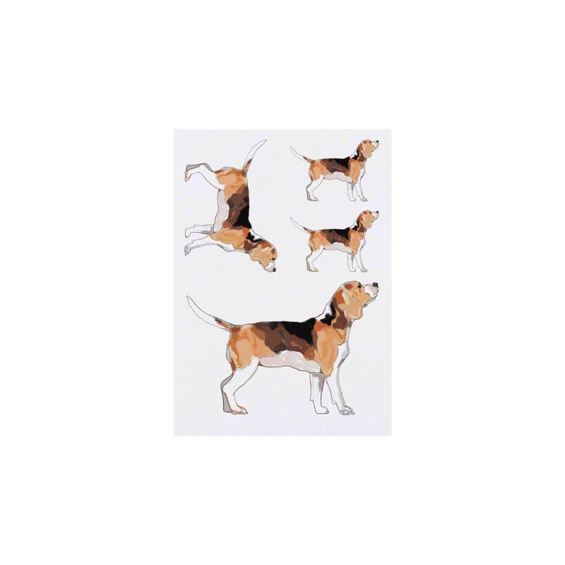 4 x 'Beagle Dog' Temporary Tattoos - Water Resistant, Skin-Safe,