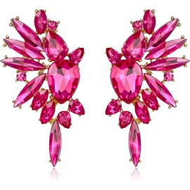 EVER FAITH Arete de Novia de Boda Con Marquesa de Cristal Aretes para Mujer,Aretes Largos Regalo para Mejor Amiga, Esposa, Hermana