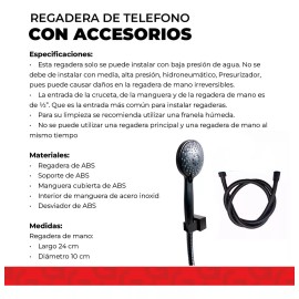 IMP Kit Ducha Regadera Telefono Modulable Negro Mate Accesorios