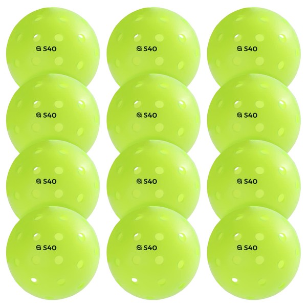A11N S40 Outdoor Pickleball Balls- USAPA Approved, 12-Pack, Neon Green