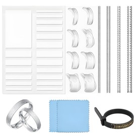 32 Pcs Ring Size Adjuster for Loose Rings, HXC Ring Adjusters Ring Resizer Invisible Ring Tightener with UK Ring Sizer Measure Polishing Cloth for Women and Men Any Rings
