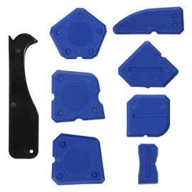 8PCS Silicone Caulking Tool Set, Sealant Finishing Grout Scraper Caulk Tool Kit Compatible with Sealant Grout Finishing Sealing Caulking Removal Tools Portable Reuse Scraper for Kitchen Bathroom Floor