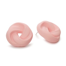 RUOFFETA Acrylic Love Knot Stud Earrings, Candy Color Statement Earrings for Women(Pink)