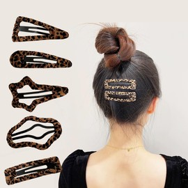 2 Pcs Brown Cheetah Hair Clip Cut Out Geometric Bangs Clips Side Clips Suitable for Women and Girls to Wear in Any Occasion
