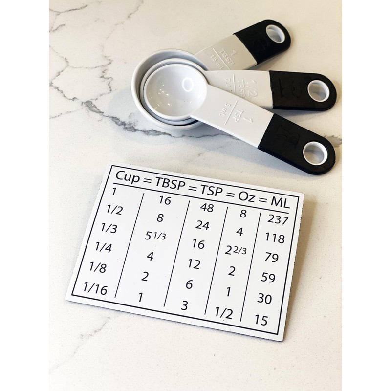 Kitchen Conversion Chart Magnet for Cooking & Baking, 4x3 Cup