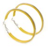 60mm D/Yellow Enamel Hoop Earrings/Silver Tone/Large